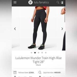 NWOT Lululemon Wunder Train High-Rise Tights 28" Sz 20 *black*